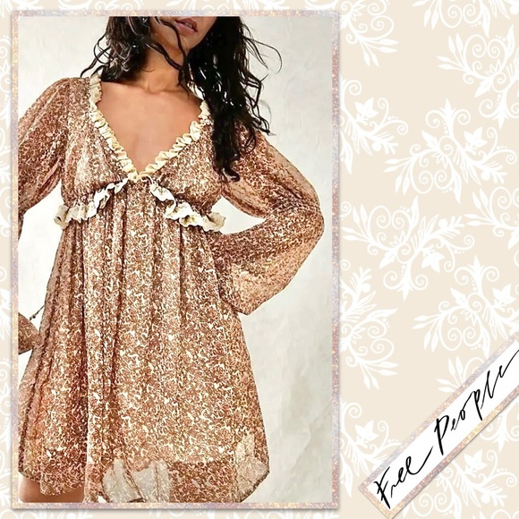 Free People Pennie Floral Mini Dress in Ivory (Cream, Brown, Tan) - Picture 12 of 14